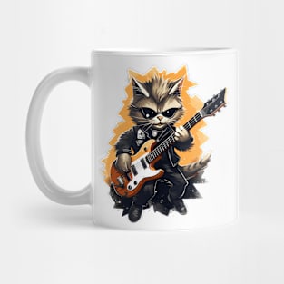 Rockstar Cat Playing Electric Guitar Mug